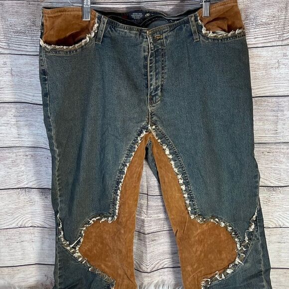 Lace Wing 60's Era VTG Upcycled Festival Jeans Sz 15/16 - Picture 5 of 12